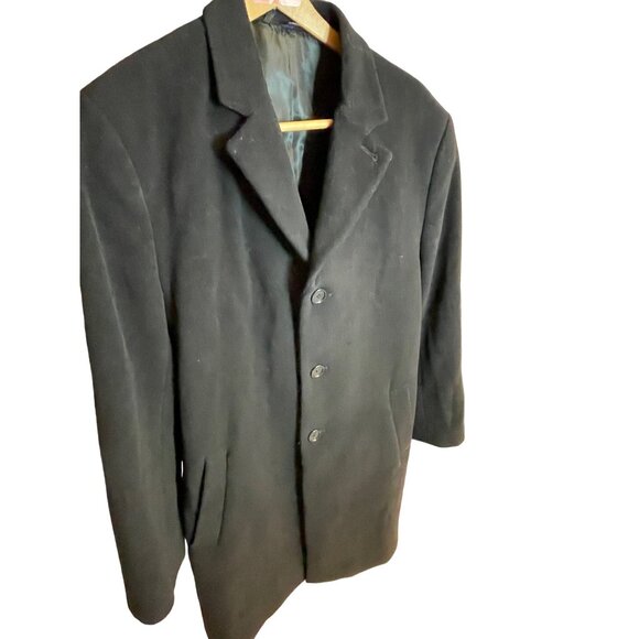 Hathaway Platinum Mens Wool Cashmere Blend Black Overcoat Sz 42R - Picture 3 of 10